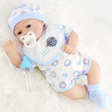 Lifelike Reborn Baby Boy Doll with Open Eyes 17" by BiBi Doll - UKBuyZone