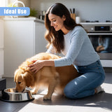 "Shiny stainless steel dog bowl with design on left side." - UKBuyZone