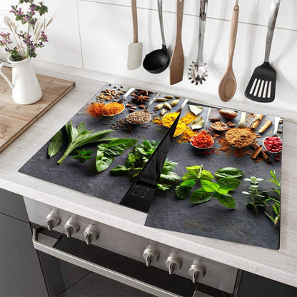 Glass Cutting Boards with Spoon & Herbs Design by Geezy - UKBuyZone