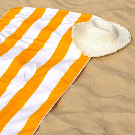 Beach Bath Towel Large Microfibre Orange Striped by GEEZY - UKBuyZone