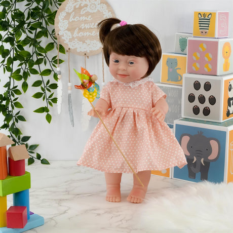 Brown Hair Girl Baby Doll with Down Syndrome by BiBi Doll - UKBuyZone