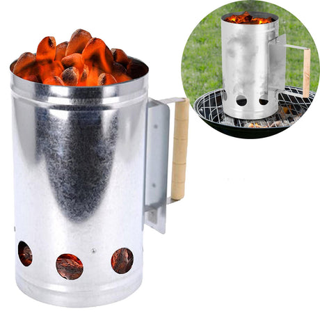 BBQ Charcoal Metal Chimney Starter by Geezy - UKBuyZone