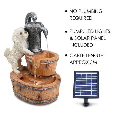 GEEZY Puppy Solar Water Feature Outdoor With LED