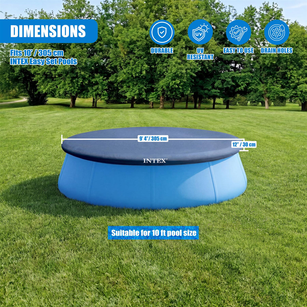 INTEX Round Pool Cover 10ft / 305cm
