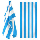 Beach Bath Towel Large Microfibre Blue Striped by GEEZY - UKBuyZone
