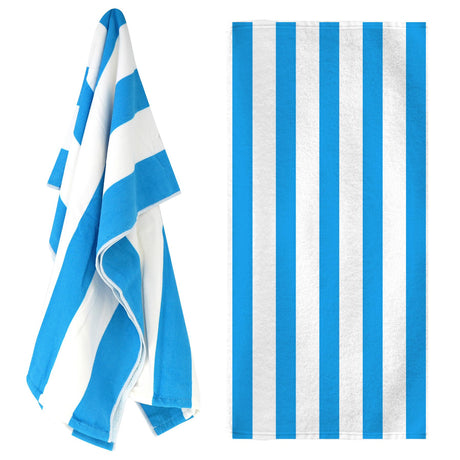 Beach Bath Towel Large Microfibre Blue Striped by GEEZY - UKBuyZone