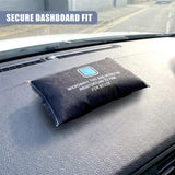 Black cushion bag with text instructing users to microwave the bag for reinflation.