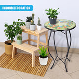 Round Side Mosaic Table With Peacock Design by GEEZY - UKBuyZone
