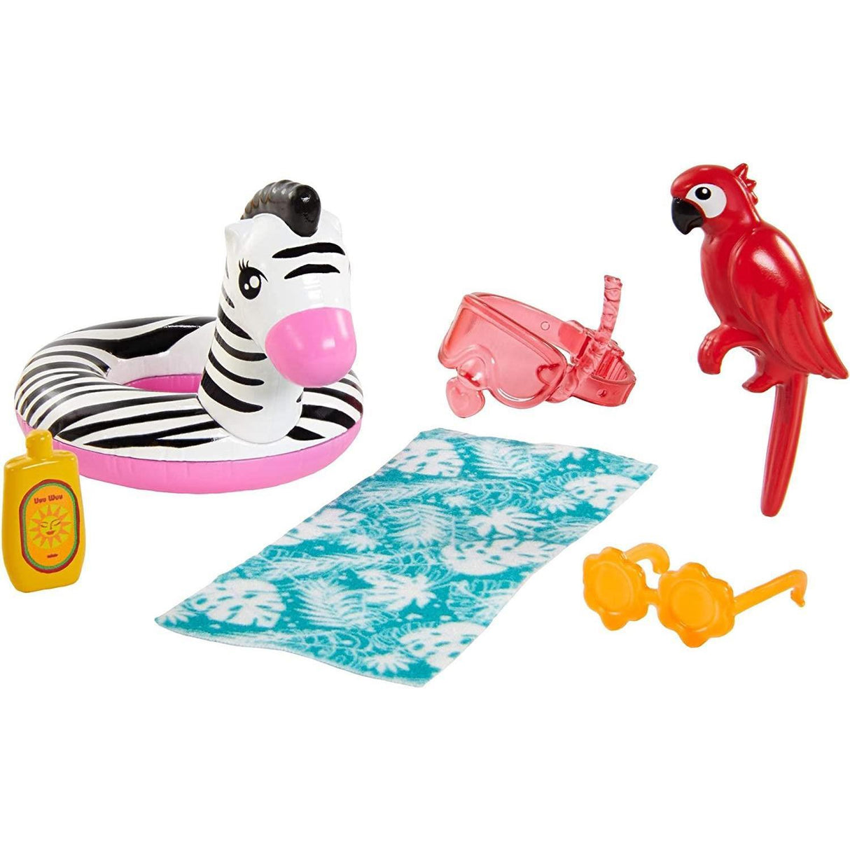 This image shows a set of Barbie dolls and accessories.