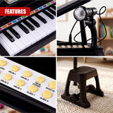 Black Electronic Piano With Microphone and Stool