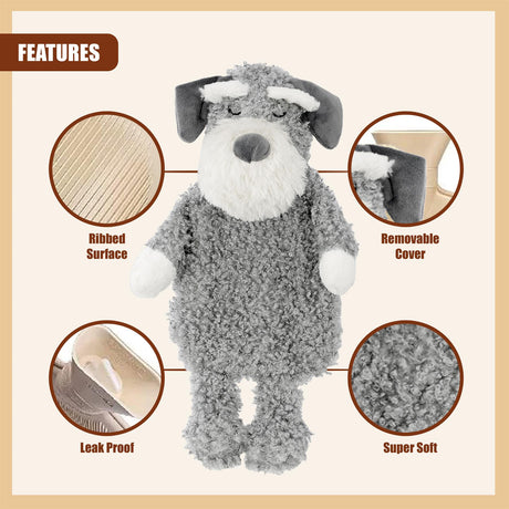 Hot Water Bottle With Plush Fluffy Cover 1L (Grey) by GEEZY - UKBuyZone