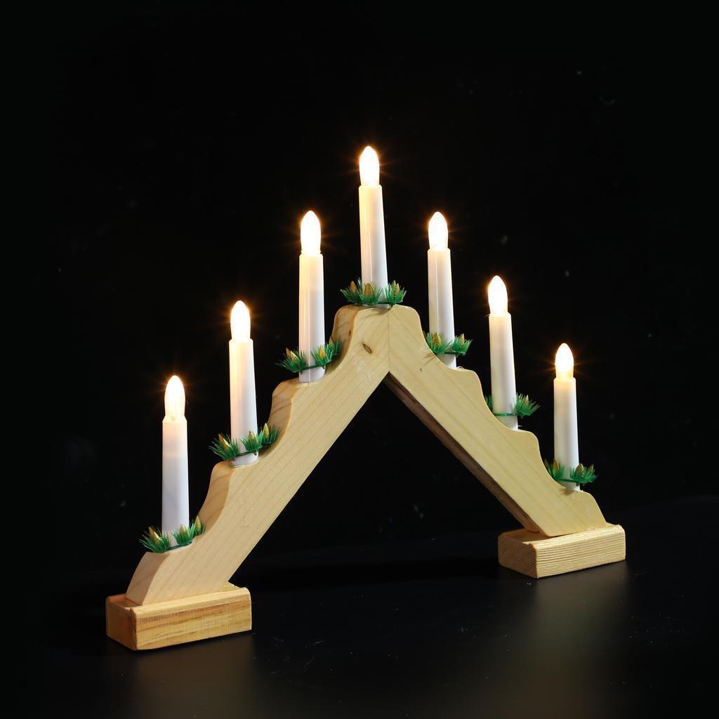 Wooden Candle Bridge With 7 Led Lights by Geezy - UKBuyZone