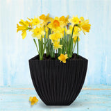 Large Charcoal Black Lotus Square Planter