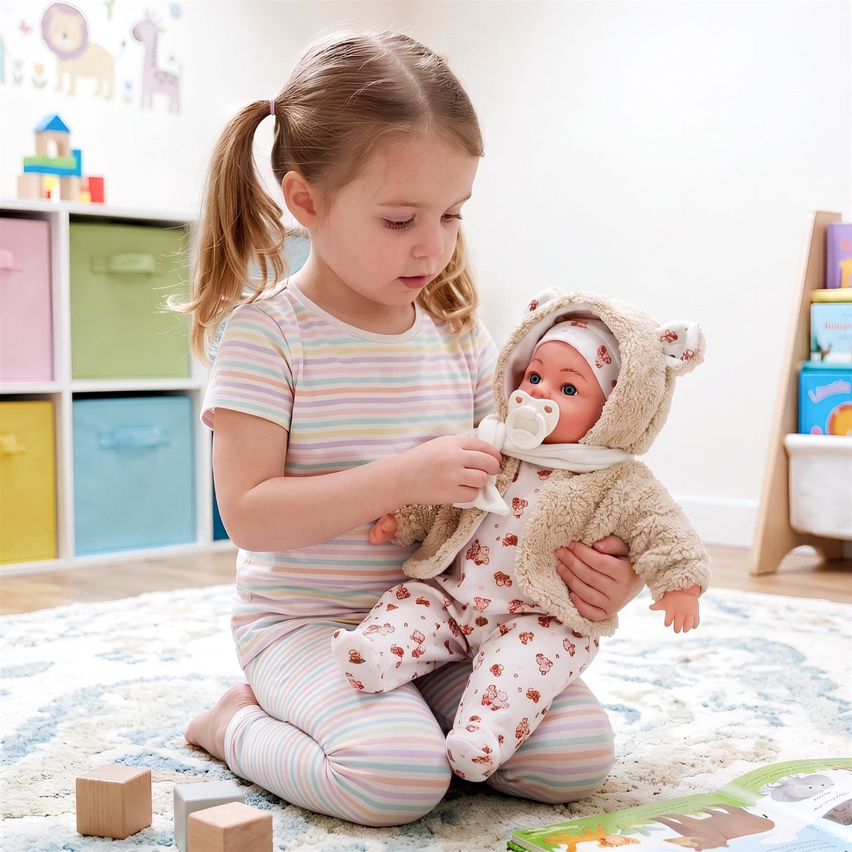 18" Bibi Girl Doll In Beige Coat