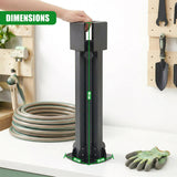 Black metal parasol base stand showing 40 cm height and 14 cm square base dimensions.