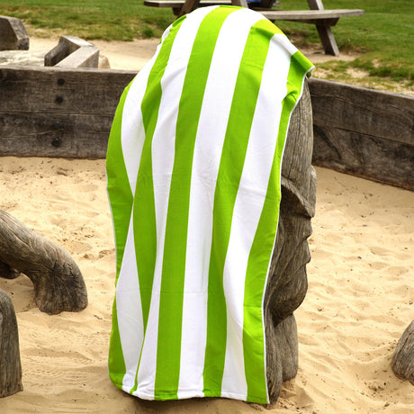 Beach Bath Towel Large Microfibre Green Striped by GEEZY - UKBuyZone