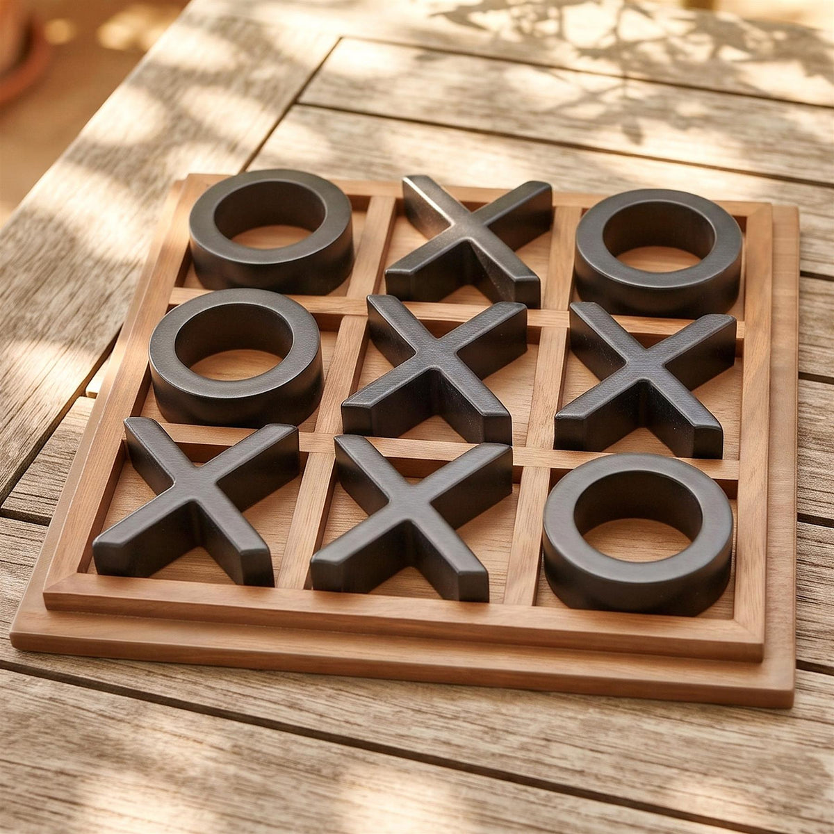 Wooden Noughts and Crosses Game