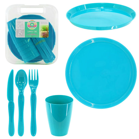 Blue Camping Set For Six 31 PCS by Geezy - UKBuyZone