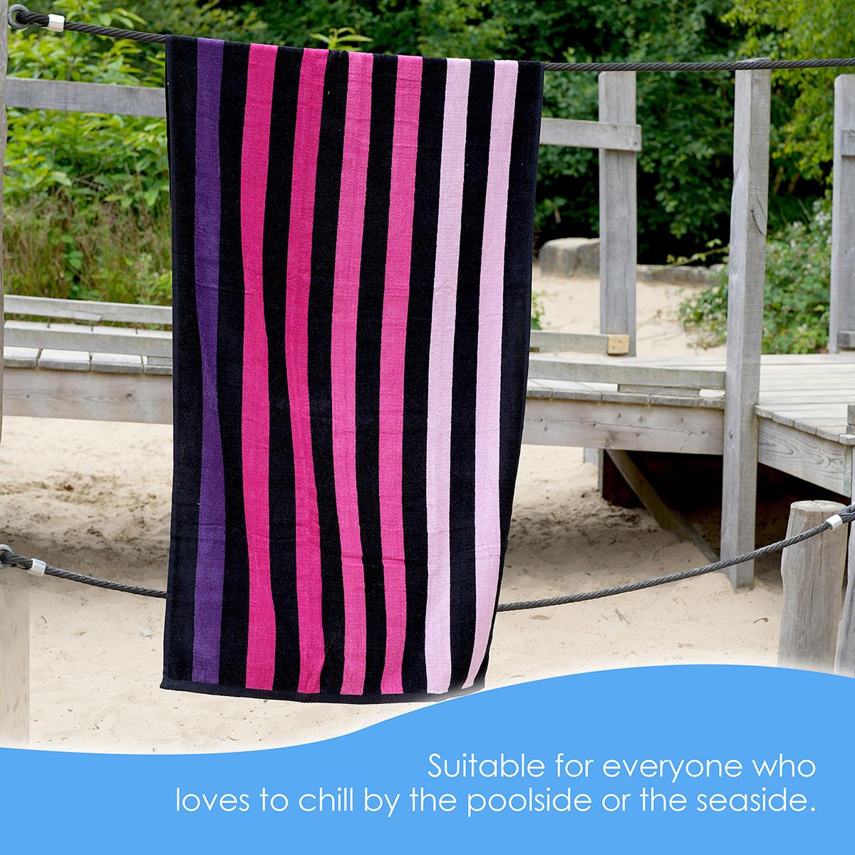Large Velour Striped Beach Towel (Sunset) by Geezy - UKBuyZone