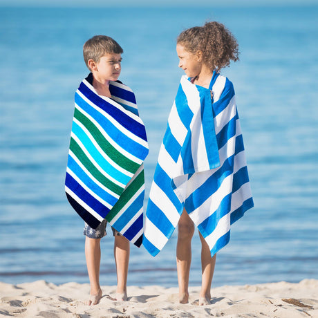 Velour Striped Beach Towel Midnight Oasis by GEEZY - UKBuyZone