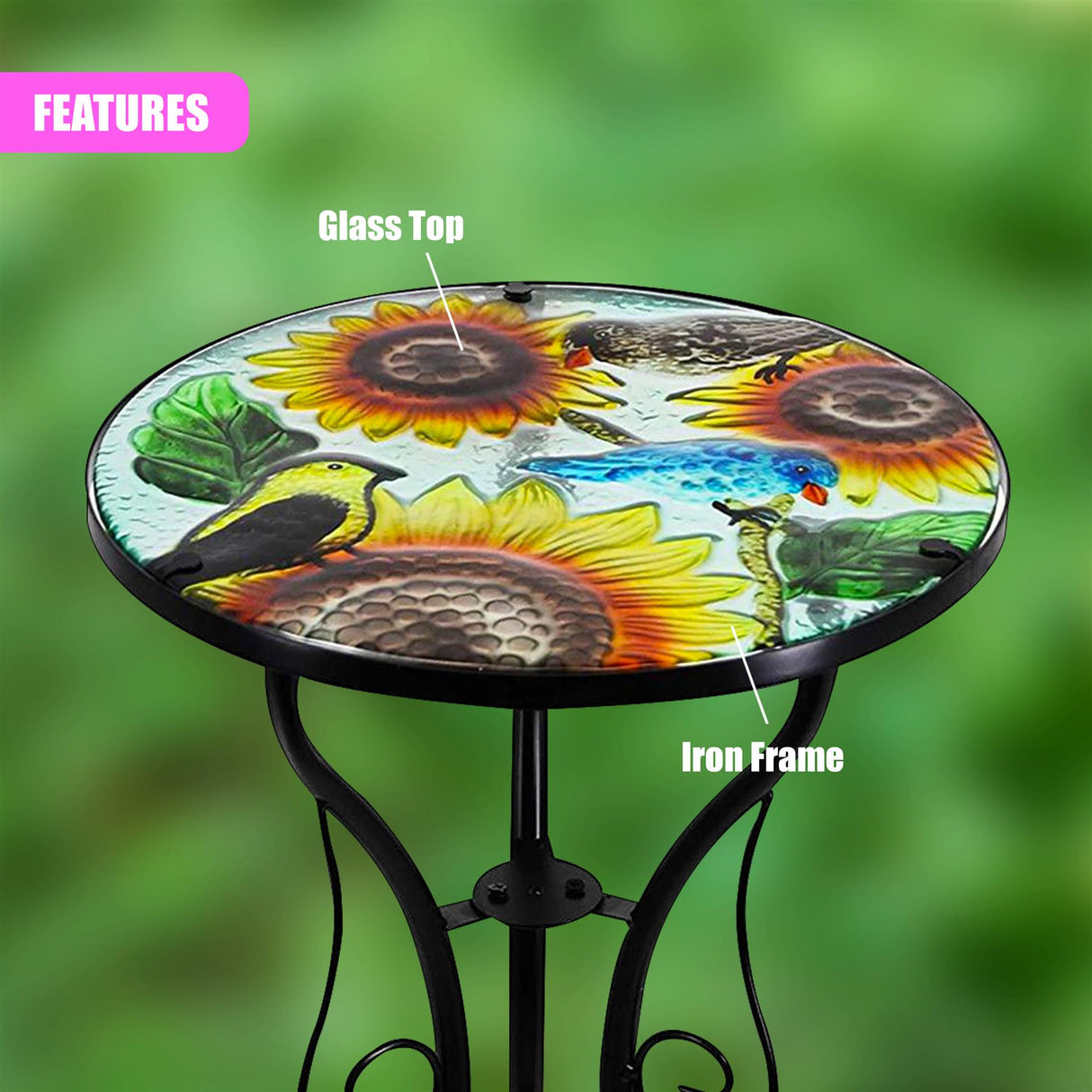 Round Side Mosaic Table With Sunflower Design by Geezy - UKBuyZone