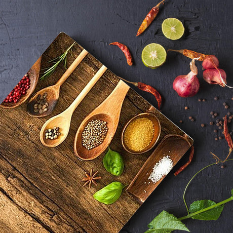 Glass Cutting Boards with Spice Design by Geezy - UKBuyZone