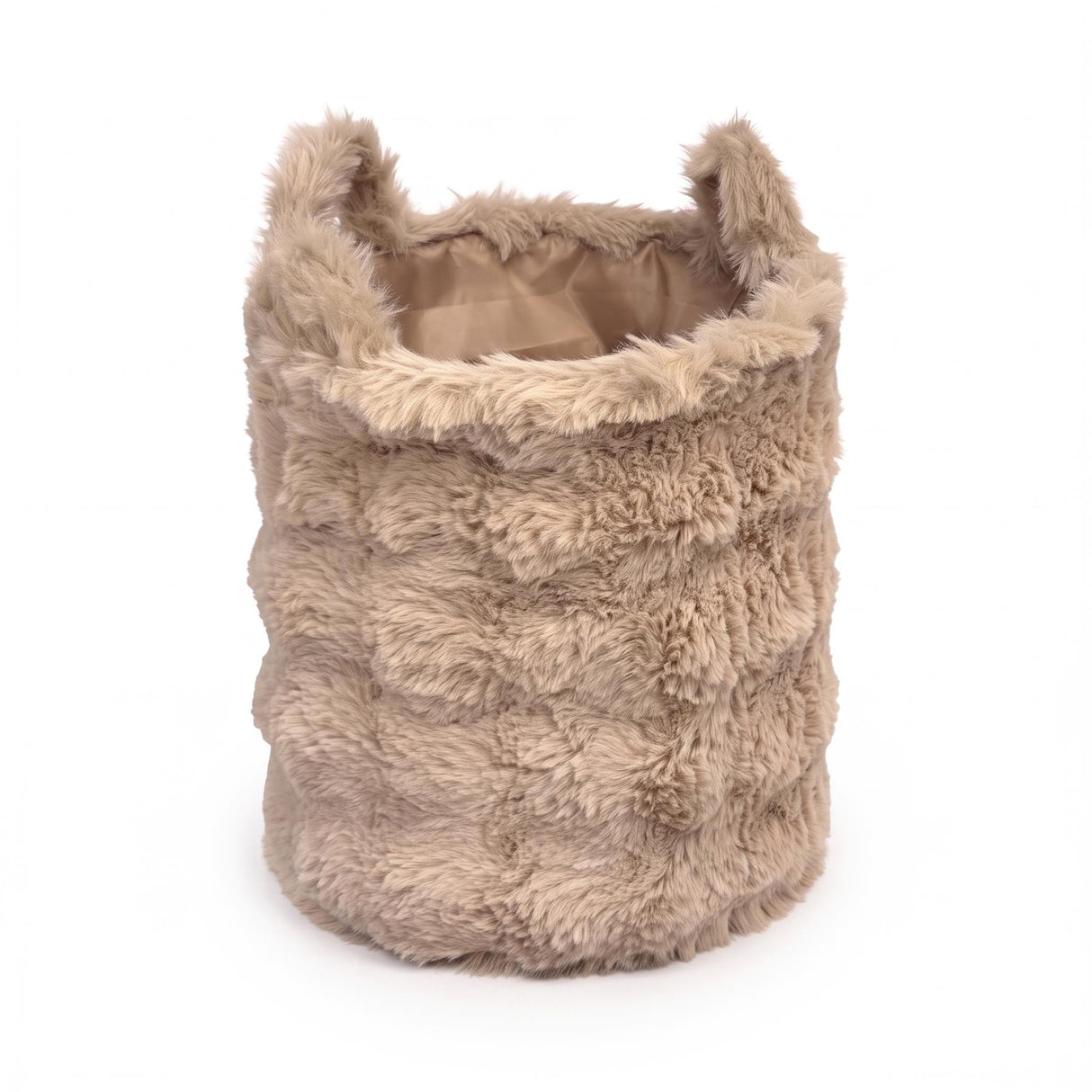 Faux Fur Round Storage Basket