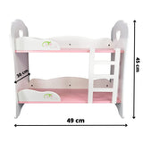 A white bunk bed with pink railings and a single drawer at the bottom. - UKBuyZone