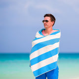 Beach Bath Towel Large Microfibre Blue Striped by GEEZY - UKBuyZone