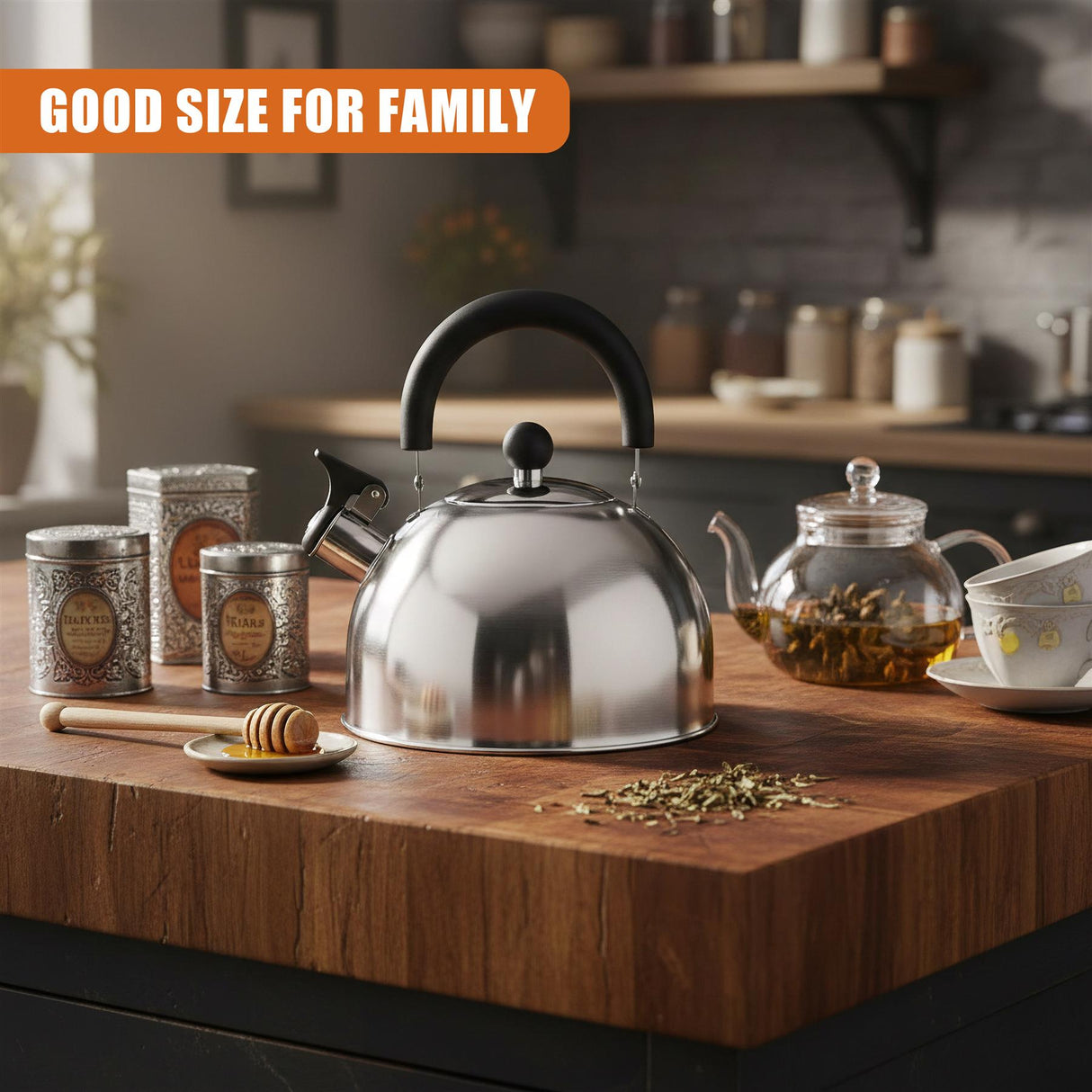 2.5 L Stainless Steel Whistling Camping Kettle