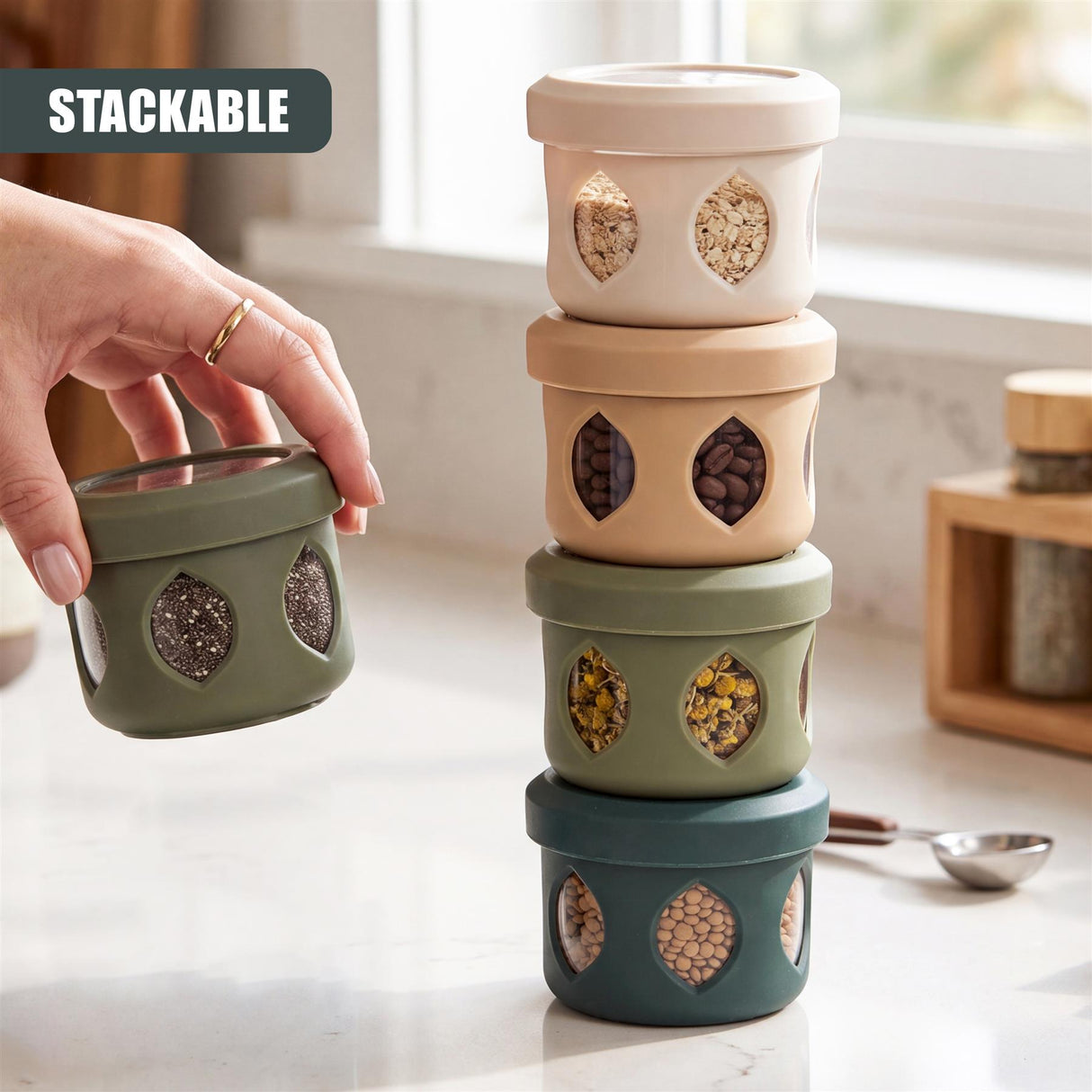 4 Piece Stackable Snack Pots