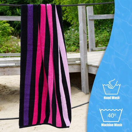 Velour Striped Beach Towel Sunset by GEEZY - UKBuyZone