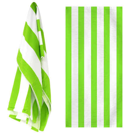 Beach Bath Towel Large Microfibre Green Striped by GEEZY - UKBuyZone