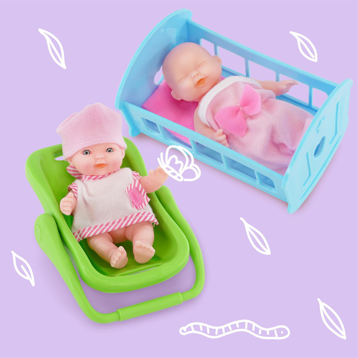 Set of 8 Mini Baby Dolls with Costumes & Accessories