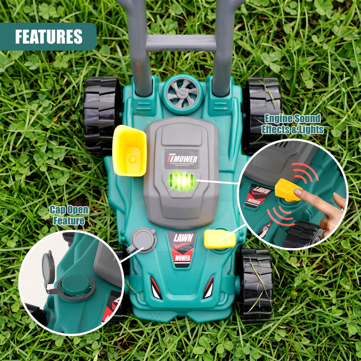 Toy Lawn Mower with Lights & Sounds