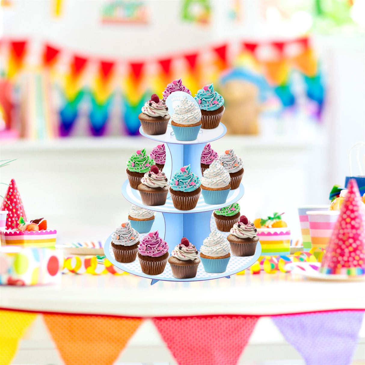 GEEZY 3 Tier Cardboard Cupcake Stand