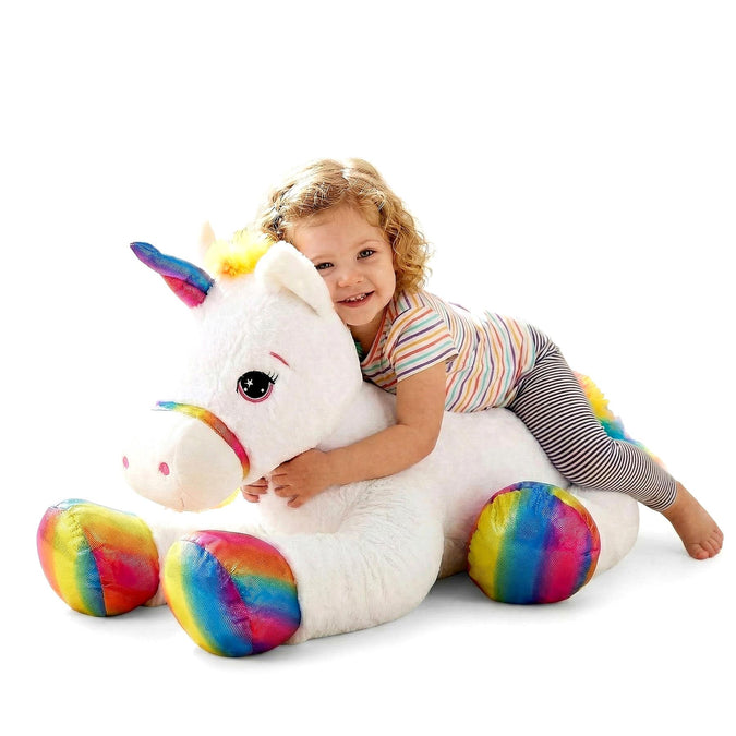 Giant Lying Unicorn Soft Toy - 110 cm - UKBuyZone