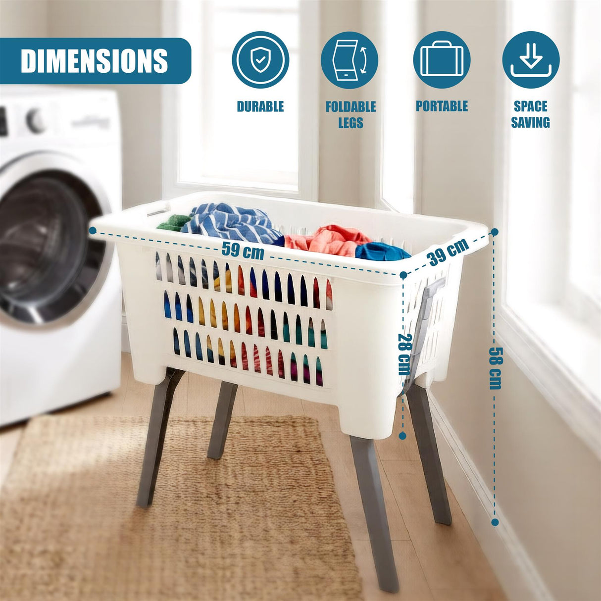 Laundry Basket with Foldable Legs