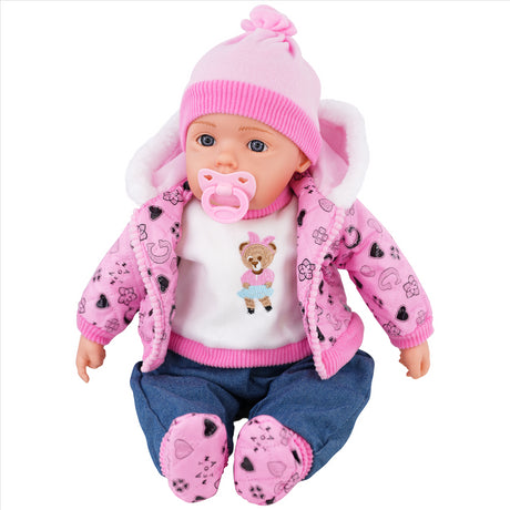 Neon Pink Bibi Baby Doll Toy With Dummy & Sounds by BiBi Doll - UKBuyZone