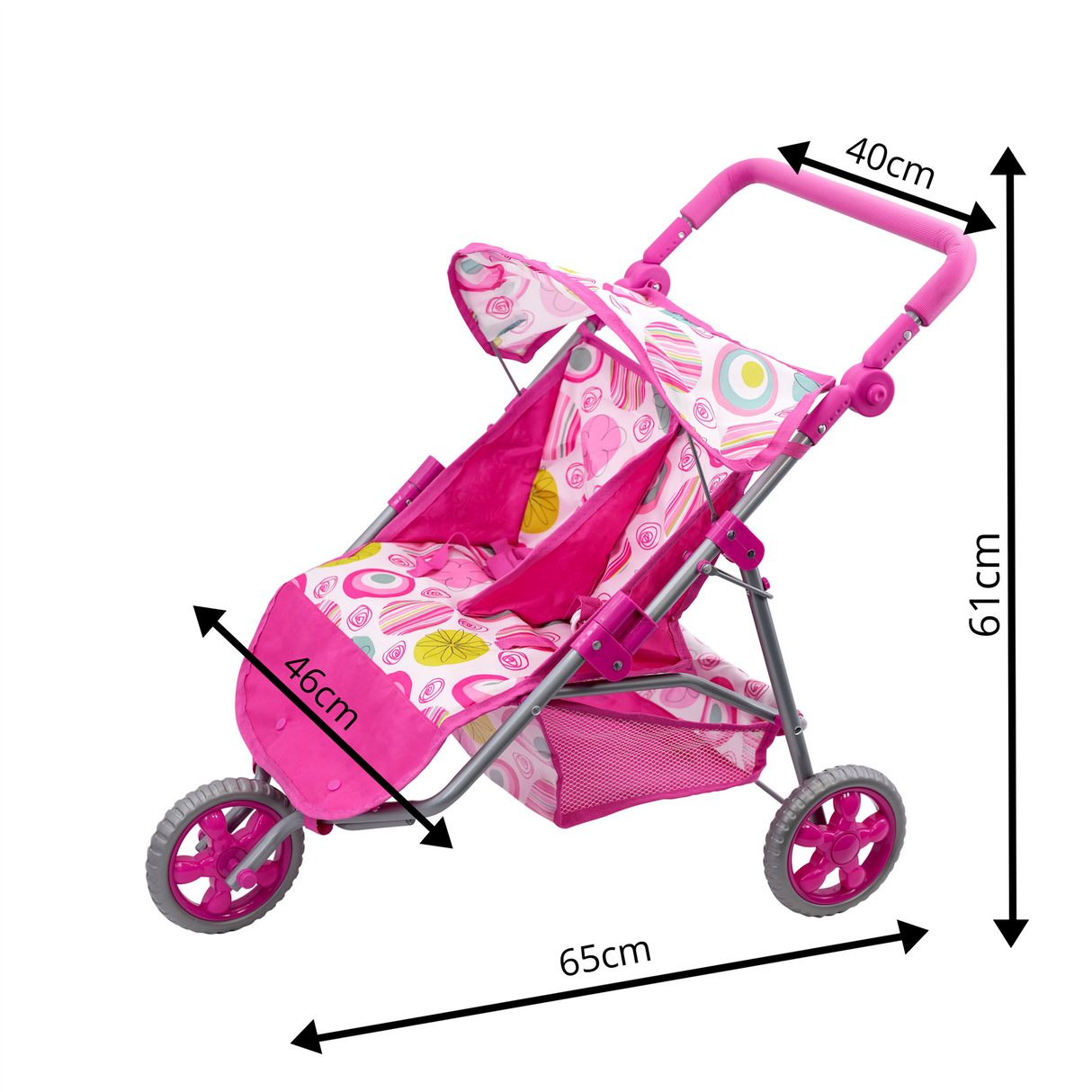 3 Wheeler Twin Doll's Pushchair, Pink