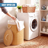 Round Bamboo Laundry Hamper 48L