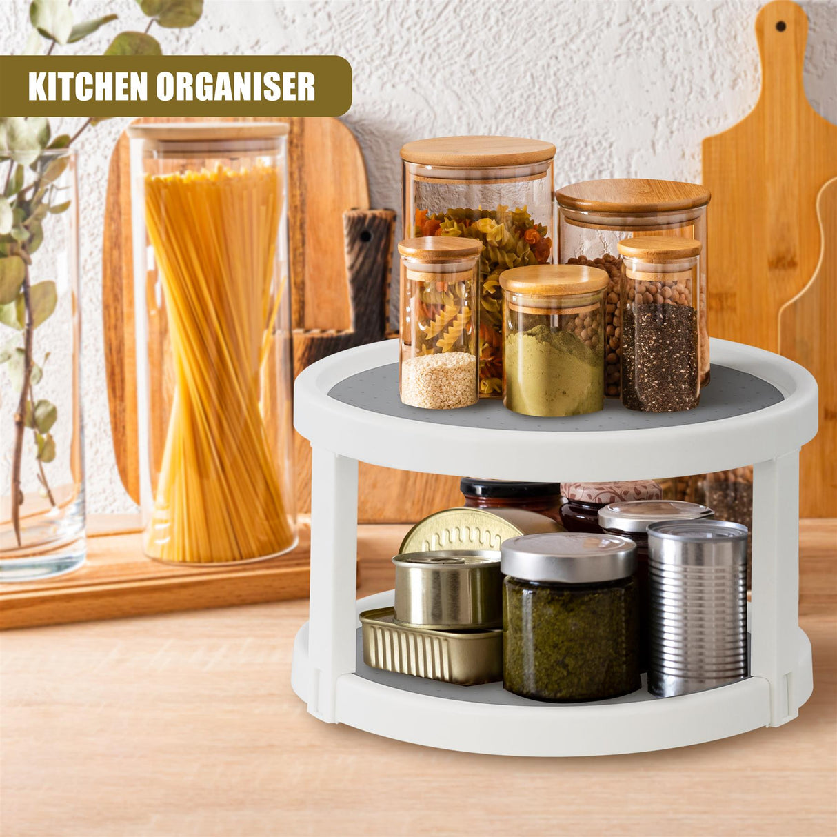 2 Tier Rotating Spice Rack 25cm