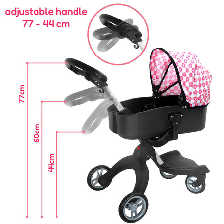 BiBi Doll 2-In-1 Pink Doll Pram & Carrier