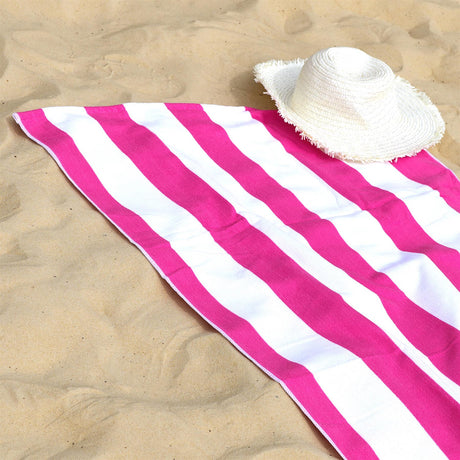 Beach Bath Towel Large Microfibre Pink Striped by GEEZY - UKBuyZone