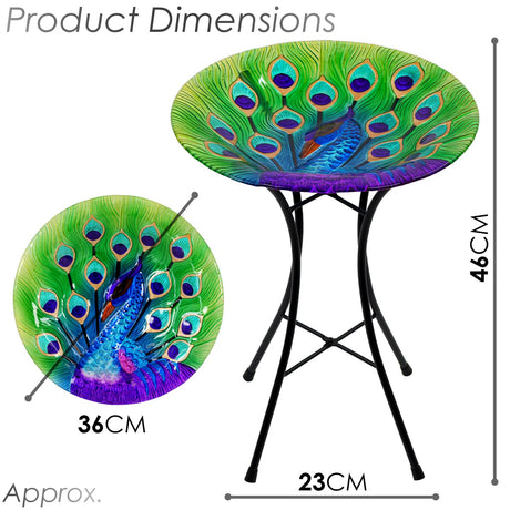 GEEZY Garden Bird Bath Peacock Design Free Standing