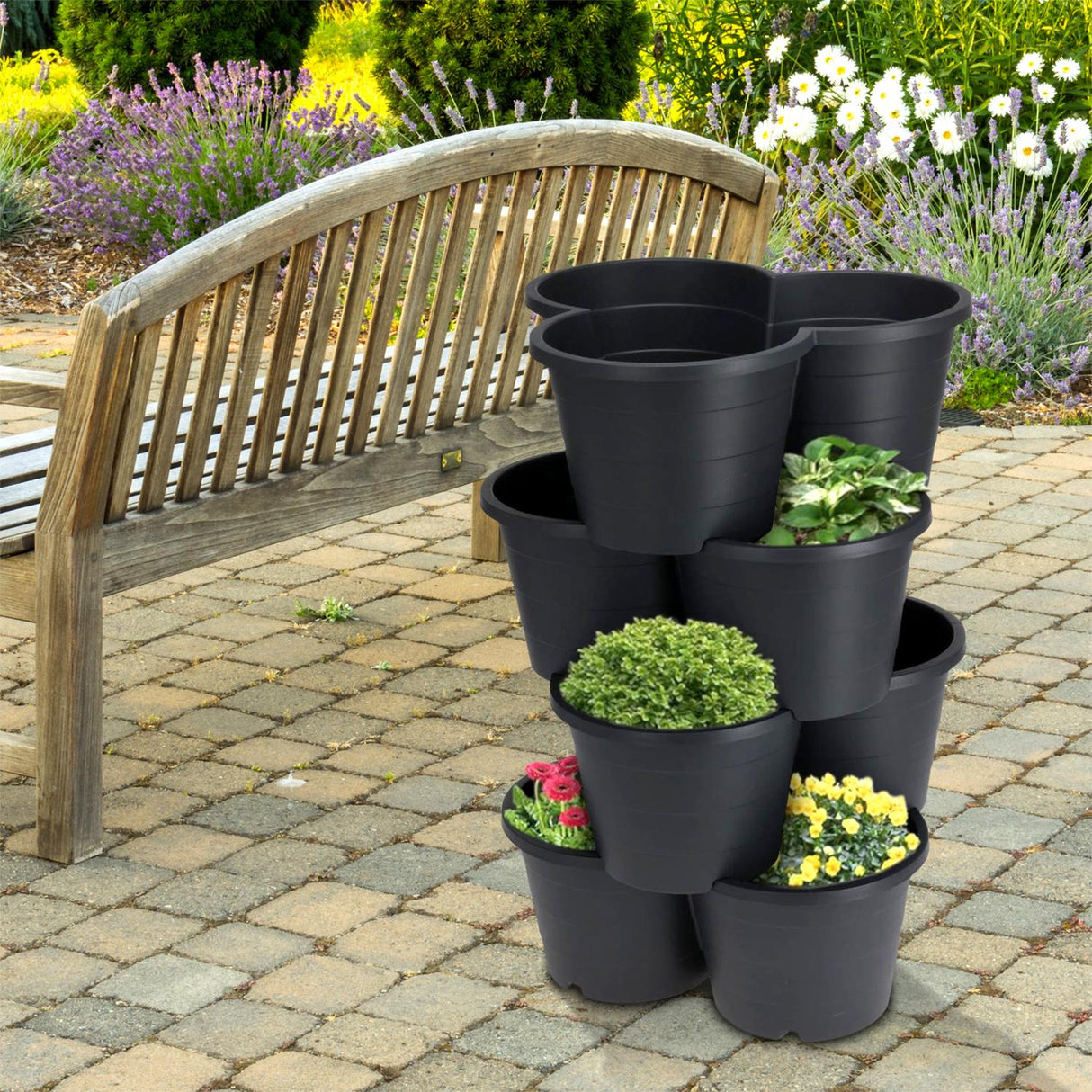 Set of 4 Trio Stackable Flower Pots by GEEZY - UKBuyZone