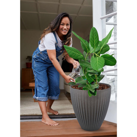 Large Grey Round Planter by GEEZY - UKBuyZone