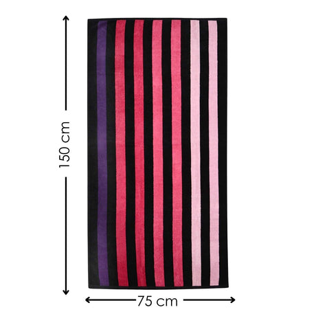 Large Velour Striped Beach Towel (Sunset) by Geezy - UKBuyZone