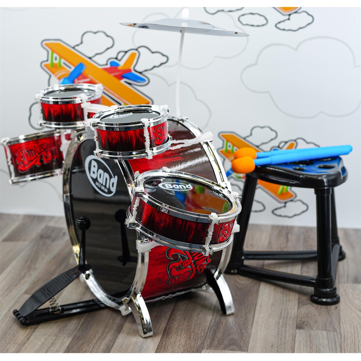 Childs Drum Playset Kit With Stool by The Magic Toy Shop - UKBuyZone