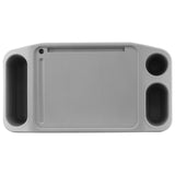"A bed tray table with a cutout for cups and two compartments, displayed on a white background." - UKBuyZone